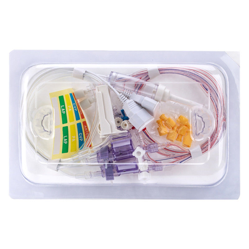 PVB PB Dual Double Type ทรานสดิวเซอร์ความดันโลหิตแบบบุกรุกที่ใช้แล้วทิ้งสำหรับสายเคเบิลอะแดปเตอร์ IBP