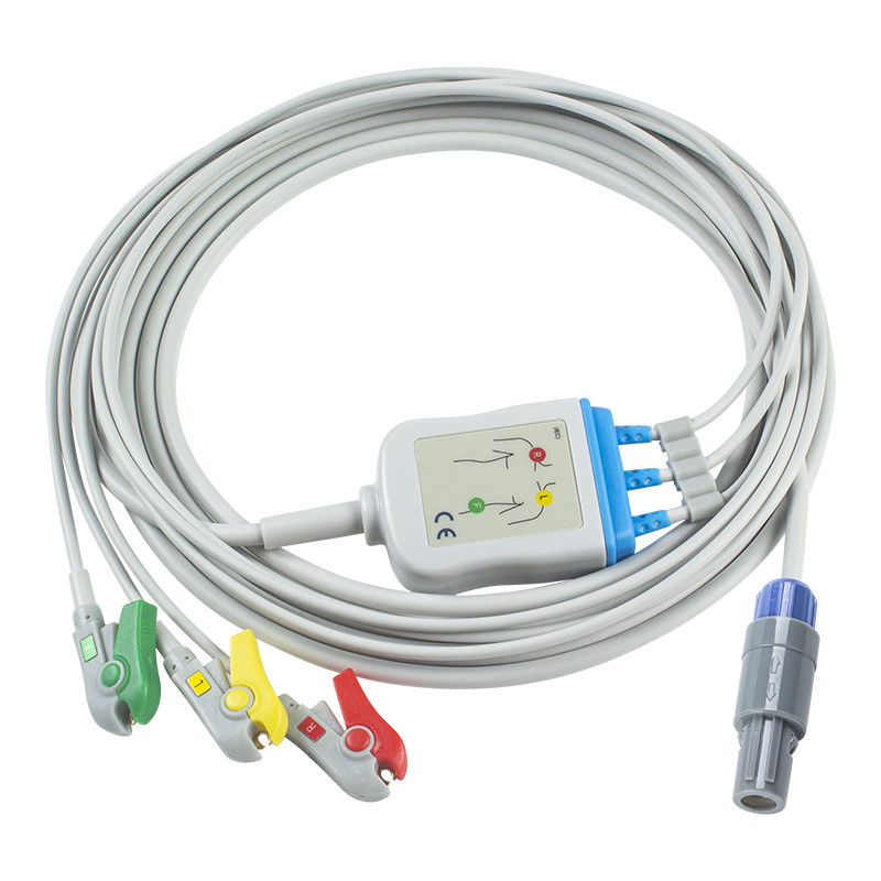 GE Healthcare Vivid คอมพาติบัลตรงต่อเคเบิล ECG และสายนําสําหรับ 3Lead IEC Grabber