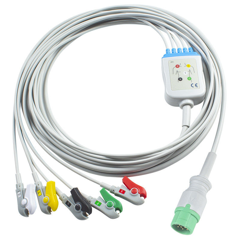 Kontron สายศรที่สอดคล้องกับการเชื่อมต่อตรง ECG สายเคเบิลและสายนําสําหรับ 5Lead IEC Grabber