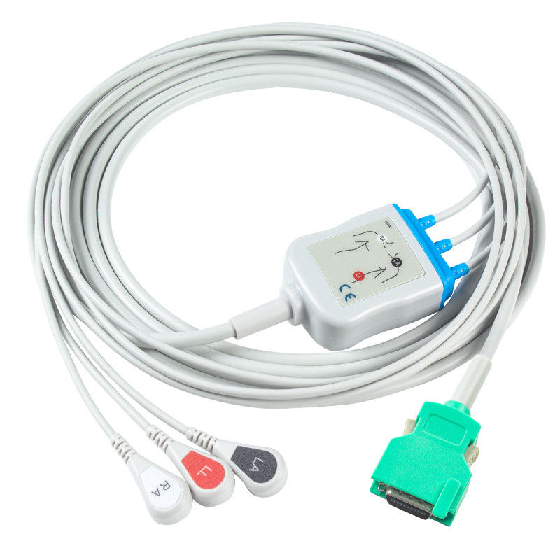 สําหรับ Nihon Kohden สอดคล้องตรง-เชื่อมต่อเคเบิล ECG และสายนํา 3Lead AHA Snap