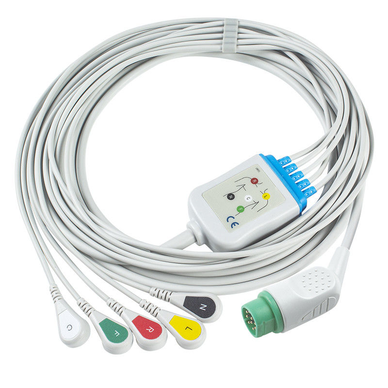 รองรับ Siemens Drager 5 Lead Iec Snap Ecg สายไฟนํา / Ecg สายไฟนํา