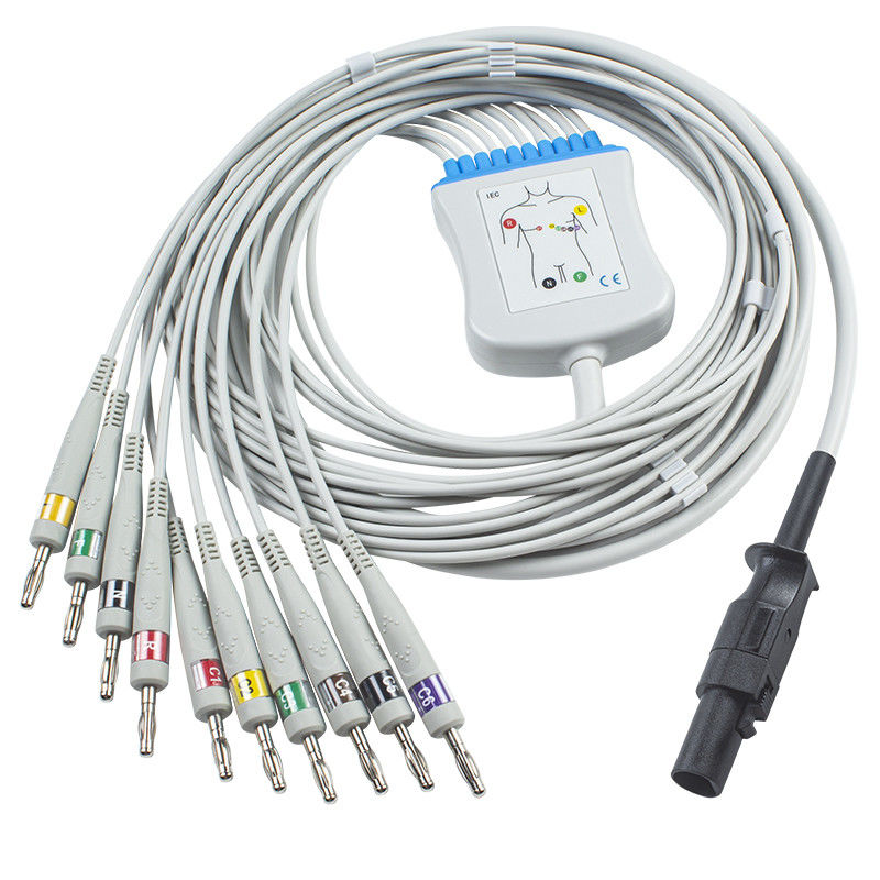 Mortara 60-00180-01 60-00181-01 Q-Stress EKG สายเคเบิลและสายไฟ 12 ขา IEC Banana 4.0