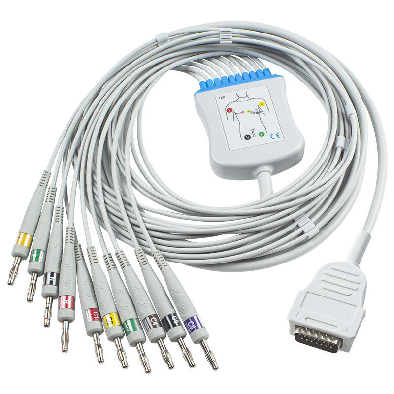 สายเคเบิล EKG ของ Mortara Burdick เชื่อมต่อโดยตรง 012-0844-01 Eclipse 400 Atria 3100 Premier IEC Banana 4.0 7704 สายเคเบิล EKG 10 สาย