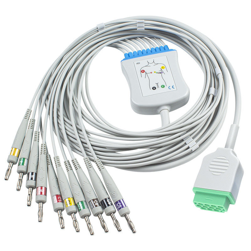 GE Healtcare Marquette 10 สาย EKG สำหรับ Cath-Lab Dash Eagle Mac Lab PDM โมดูล SOLAR IEC Banana 4.0