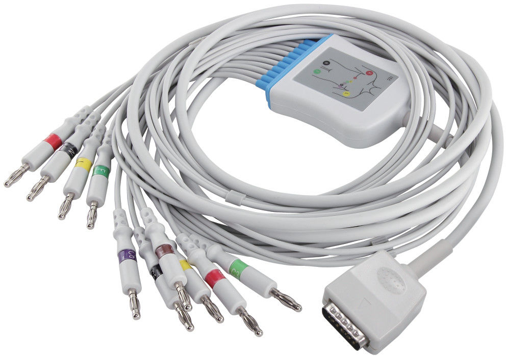 Nihon Kohden 45502-NK สายเคเบิล EKG Q-Stress ECG EKG สำหรับ 5151A 5403A BSM-6501A และ Leadwires IEC 4.0 Banana Connector
