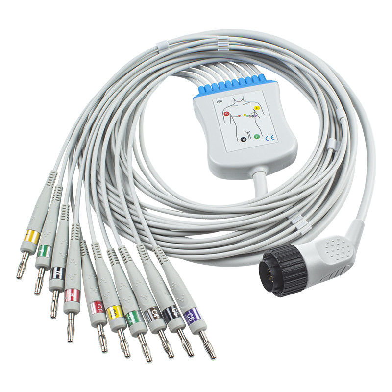 สายเคเบิล Kenz EKG PC-104 63050074 63050075 ขั้วต่อกล้วย 16 พิน IEC 4.0