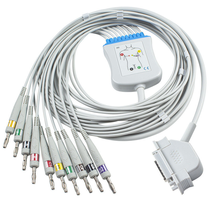 GE Hellige สาย ECG สำหรับ Cardiosys Monitor EK36 EK403 EK4 EK413 EK43 EK512 EK53 EKG IEC Banana 4.0 Connector