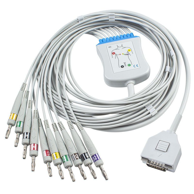 Fukuda ME EKG Cable KP-500 KP-500D Cardisuny EKG Patient Monitor Cable 10 Leads Wires ขั้วต่อ IEC Banana 4.0