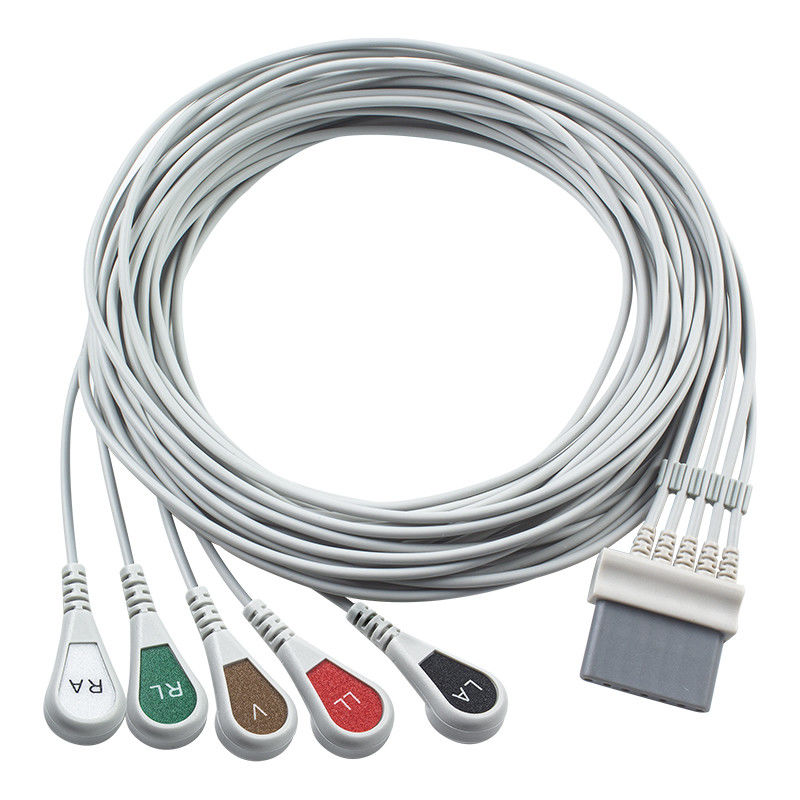 ชิลเลอร์ ECG สายเคเบิลและสายนํา 7pin Connector ECG สายเคเบิล 5 Lead IEC snap grabber