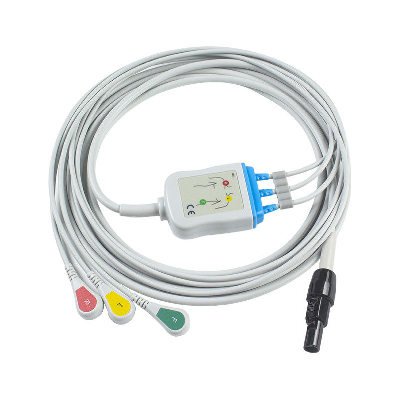 Welch allyn Propaq LT สายไฟฟ้า ECG และสายนํา สายไฟฟ้าผู้ป่วย 3 สายไฟฟ้า ECG Leadwire 008-0879-00 IEC Snap