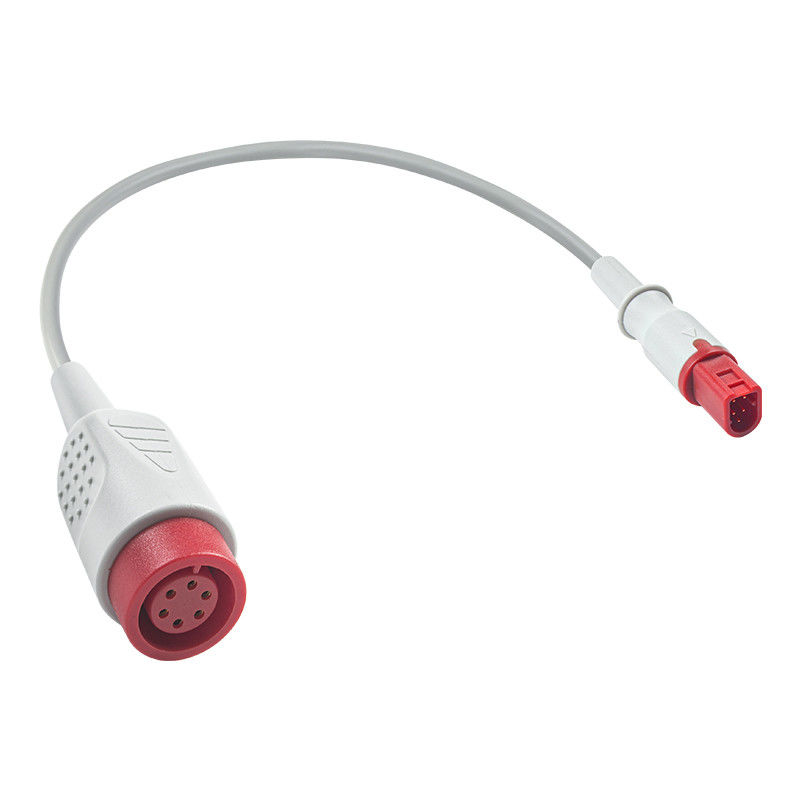 Mindray 5Pin ถึง 6pin เครื่องแปลง IBP แอดป์เตอร์เคเบิล TPU IBP Extension Cable 0.3Meter