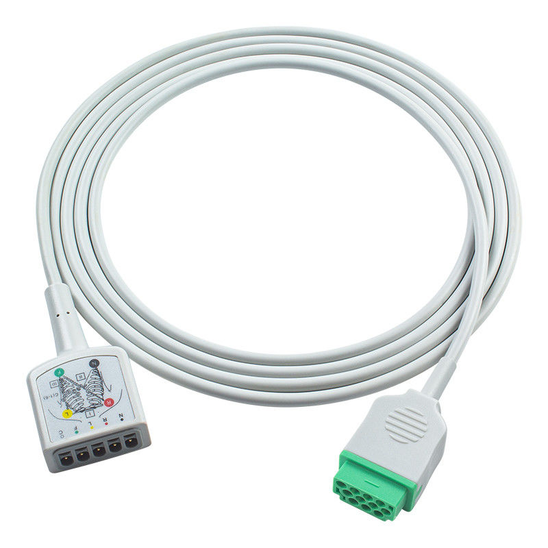 GE Marquette 11Pin 5Lead ECG Trunk Adapter Cable 1553AAO 120 250cx 259cx Vivid S6 คาเบลขยาย ECG สไตล์ยูโร