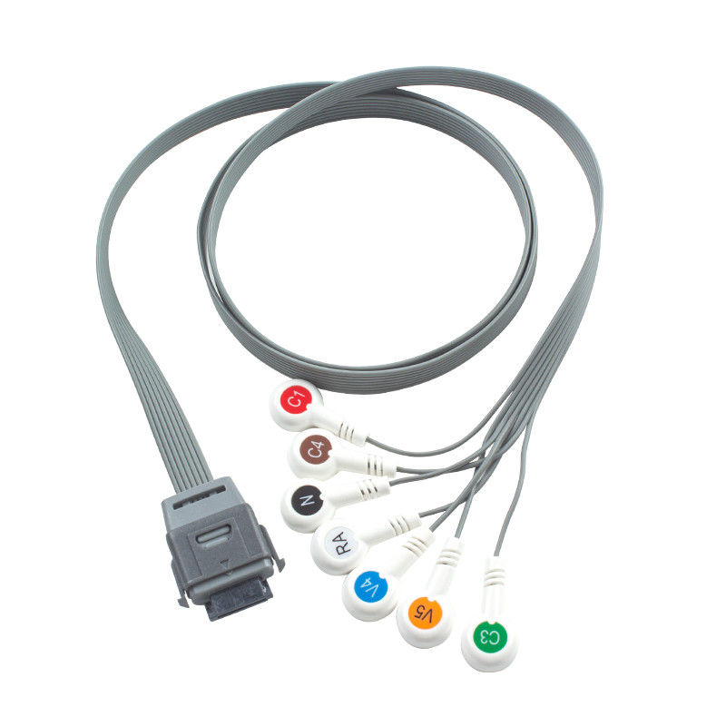 7Lead ECG Holter Cable วัสดุ TPU IEC Snap รองรับสําหรับเครื่องมือ Edan Biomedical