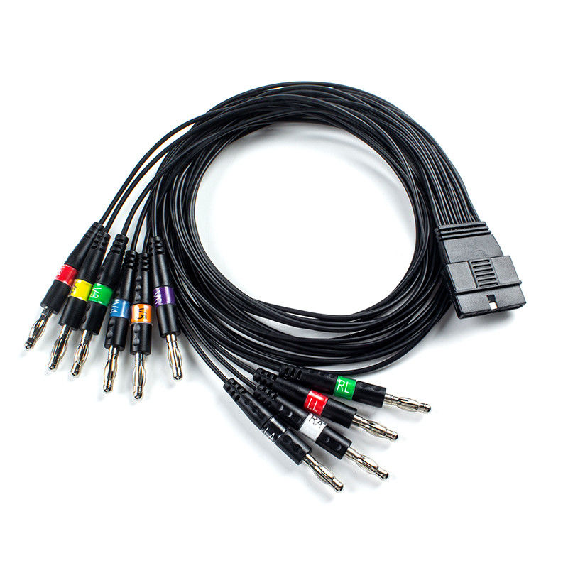 TPU 10 โหลดเคเบิล ECG ผู้ป่วย ปลายกล้วยสําหรับ Schiller FT-1 2.400331 MS-12 สีฟ้าเคเบิล ECG