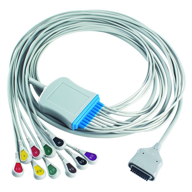 EDAN Dx12 10Lead ECG Holter Cable Snap 2.2M สายกระดูกและสายนํา ความยาว 0.8/1.2M