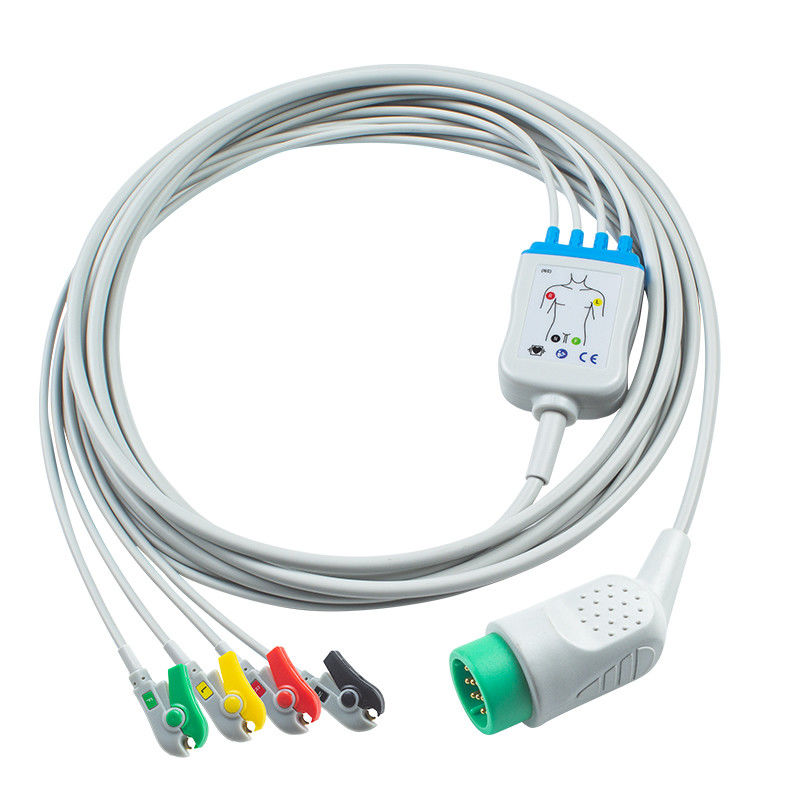 สล็อป / จัดปลายผู้ป่วย 4Lead ECG Cable สําหรับ Medtronic Lifepak 20e AHA / IEC การโค้ดสี