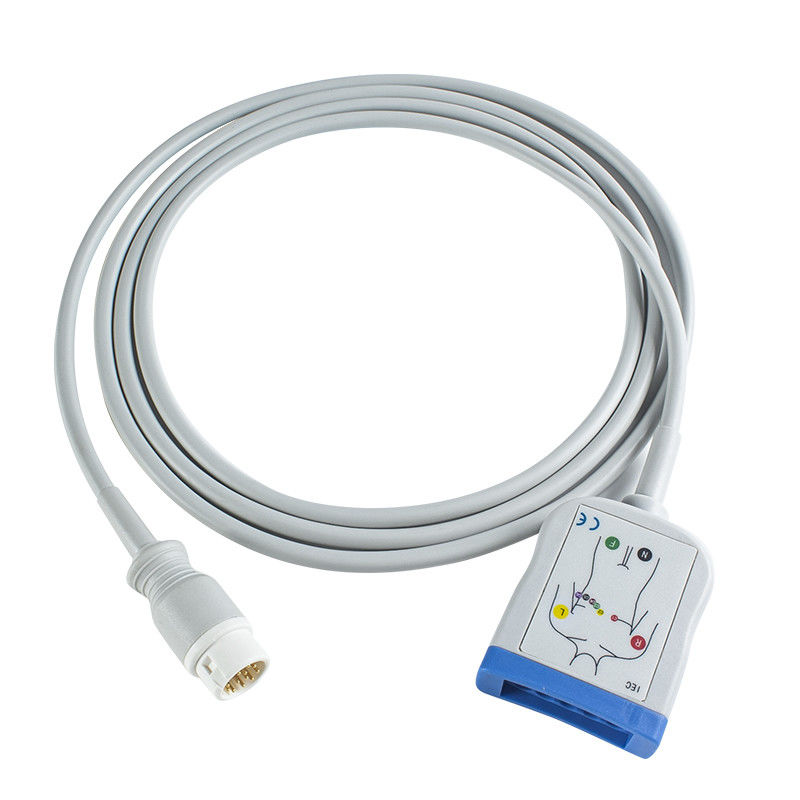 สายไฟฟ้า EKG P-Hilips ที่เข้ากันได้ - M1663A สําหรับ 78352C, 78354C, 78834C, 867036 HeartStart MRx, IntelliVue