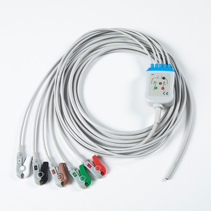 5 หมึก สีเทา AHA Grabber ครึ่งเสร็จสาย ECG ส่วนสํารองสําหรับอุปกรณ์โรงพยาบาล