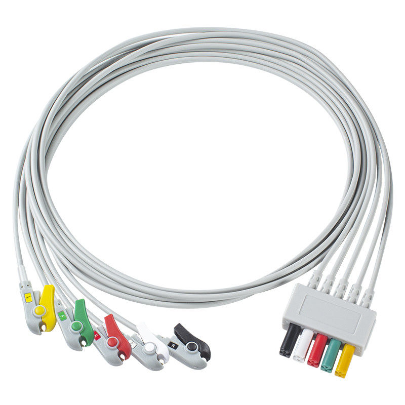 Siemens คาเบลผู้ป่วย ECG 5 Lead Siemens IEC Grabber ECG Lead สําหรับผู้ใหญ่หรือเด็กในสีเทา