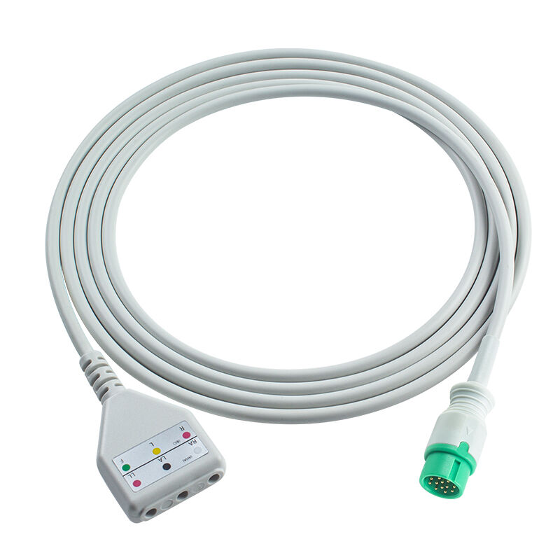 ไบโอไลท์ 12Pin 3 5Lead ECG Trunk Adapter Cable O-ximax Tech AnyView A2 A6 A4 A8 Q7 Q5 คาเบลขยาย ECG สไตล์ Din