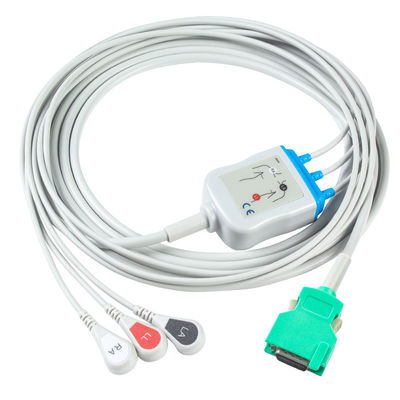 สําหรับ Nihon Kohden สอดคล้องตรง-เชื่อมต่อเคเบิล ECG และสายนํา 3Lead AHA Snap