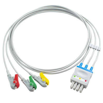 สายเคเบิล ECG ของ Nihon Kohden BR-906P BR-903PA K911A ตั้งค่าคลิปหนีบตะกั่ว 3 ตัวเป็นขั้วต่อ 4 ขาคู่
